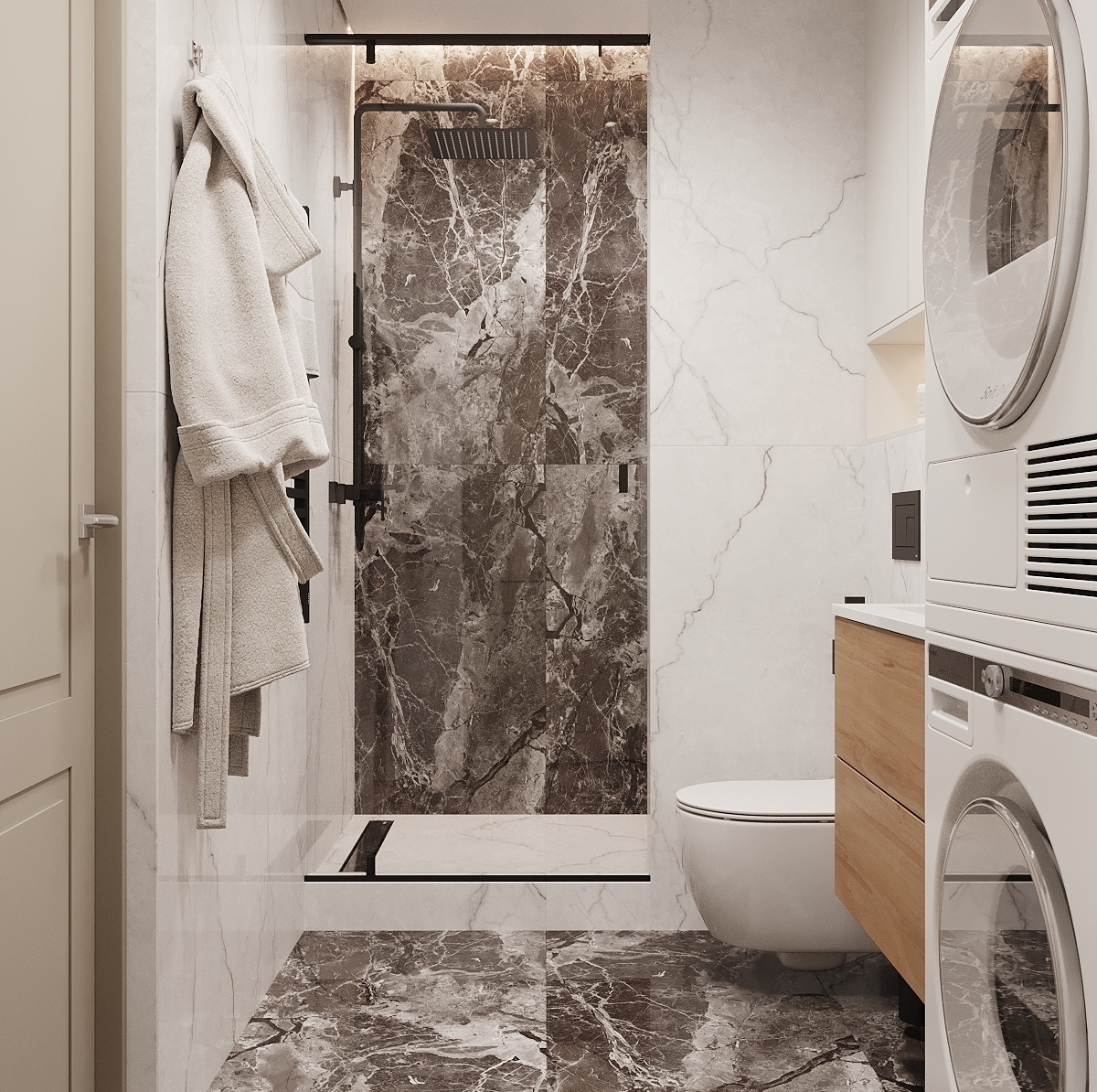 Студия дизайна AB Studio 52. Дизайн интерьеров Москва. Дизайн проект душевой в квартире ПИК Москва.