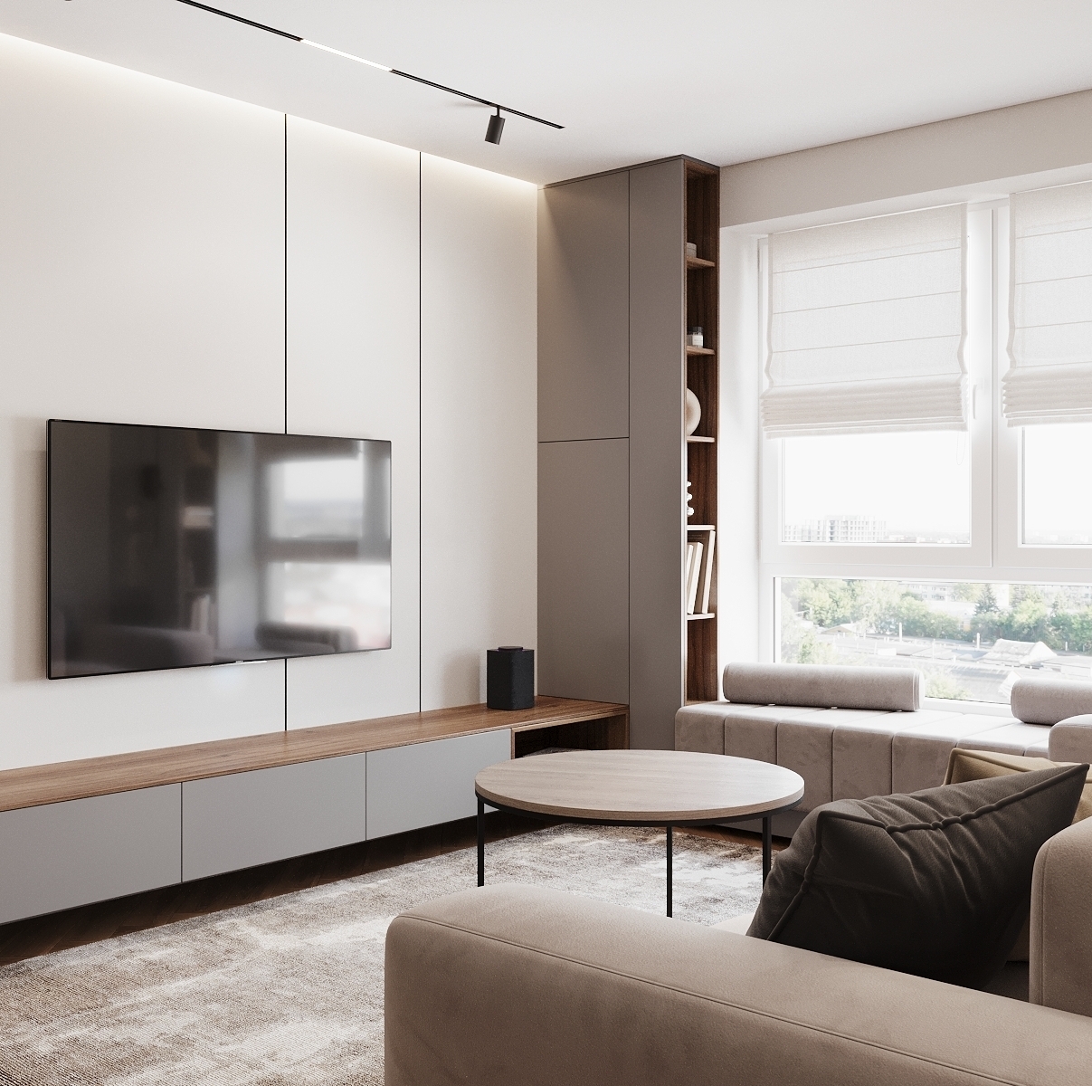 Дизайн интерьеров Москва. Студия дизайна AB Studio 52. Дизайн проект гостиной в квартире ПИК Москва.