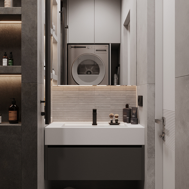 Дизайн интерьеров в Санкт-Петербурге. Интерьер душевой. Современный интерьер. Студия дизайна AB Studio 52. Дизайн душевой проекта квартира Санкт Петербург ул. Планерная.