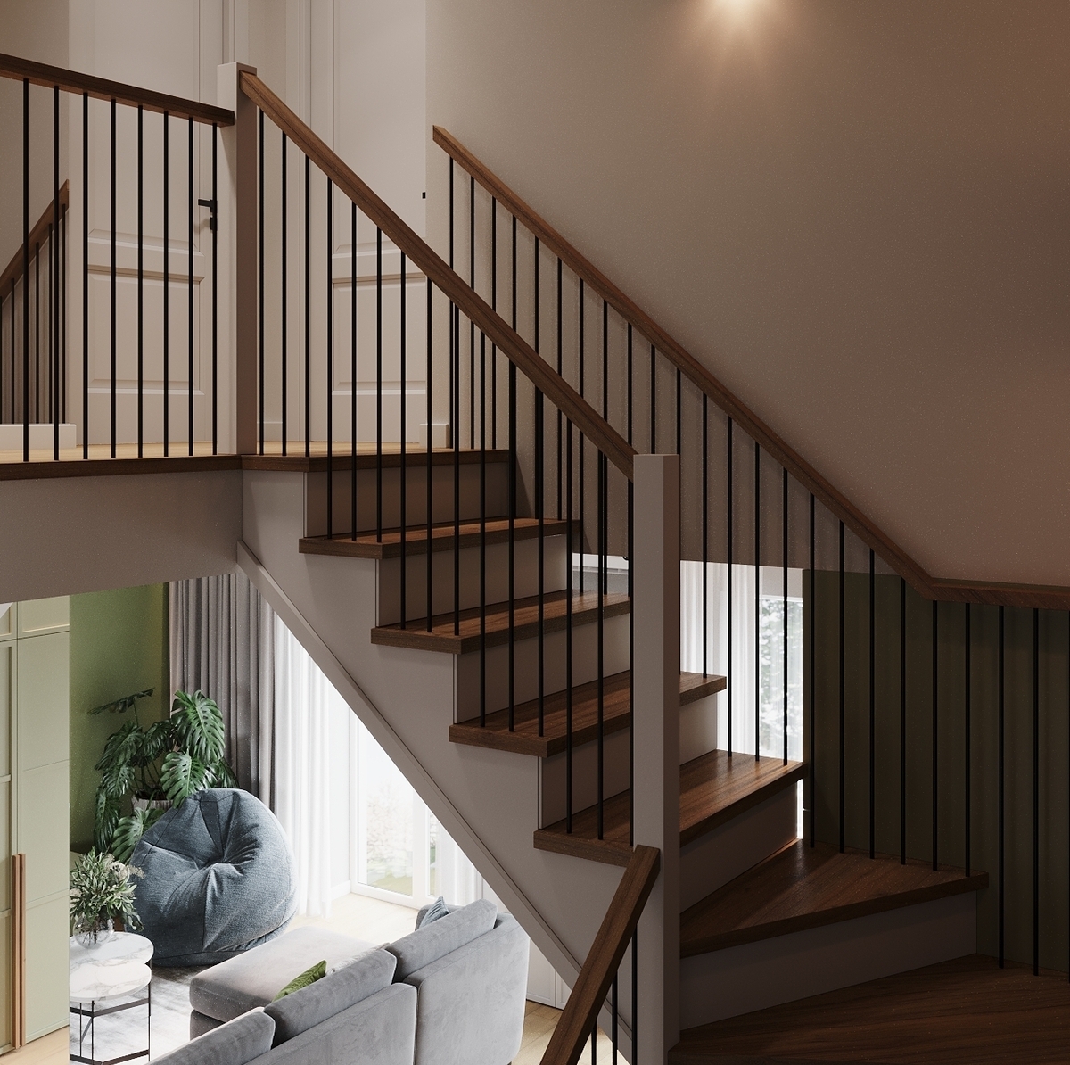 Дизайн интерьера дома, Лестница в интерьере дома Дизайн проект дома д.Крутая