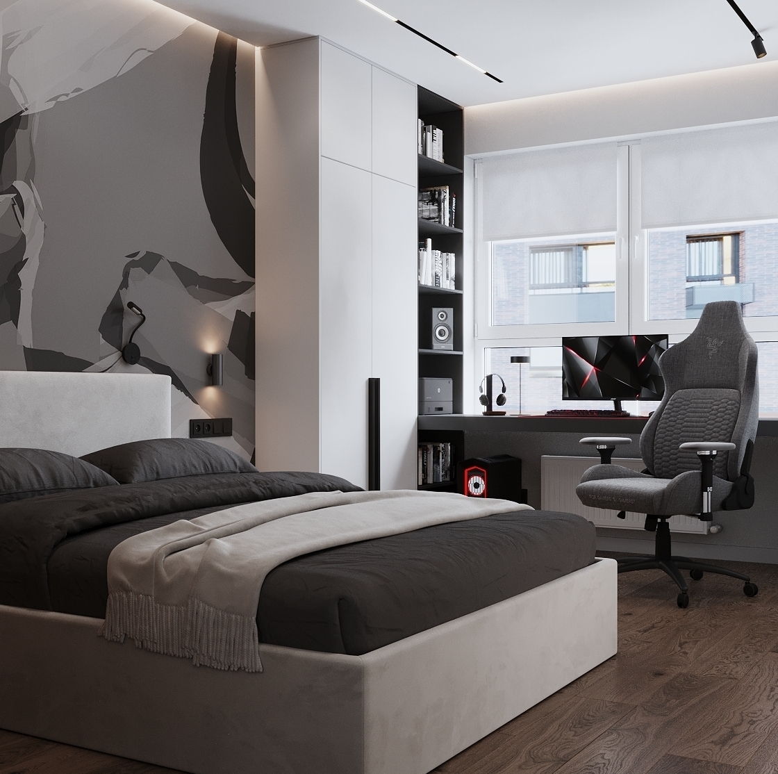 ДИзайн квартиры Санкт-Петербург. Студия дизайна AB Studio 52. Дизайн интерьера спальни в 2-х комнатной квартире