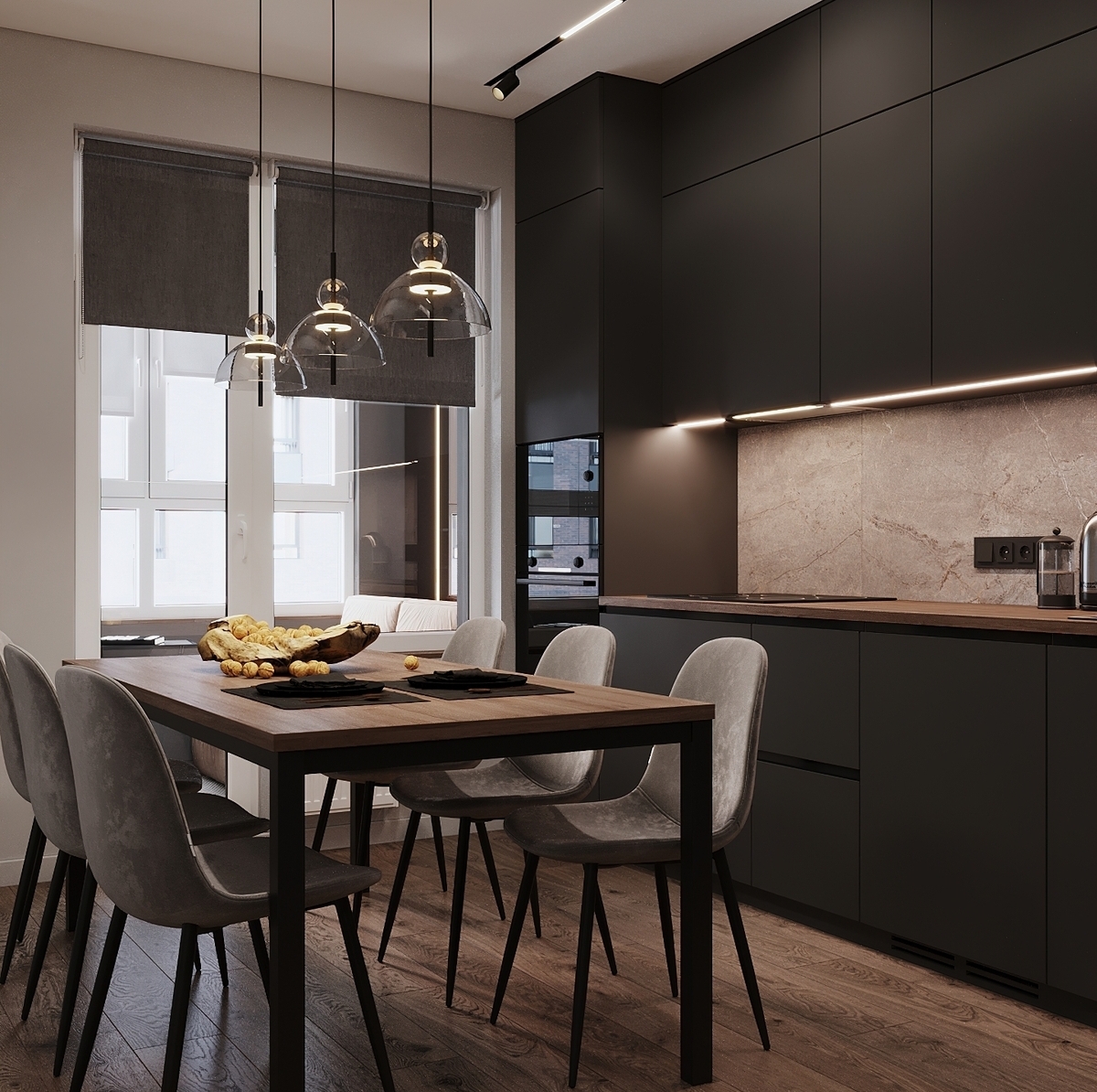 Интерьер кухни. Современный дизайн. Студия дизайна AB Studio 52. Дизайн кухни в дизайн-проекте квартиры Санкт-Петербург ул. Планерная.