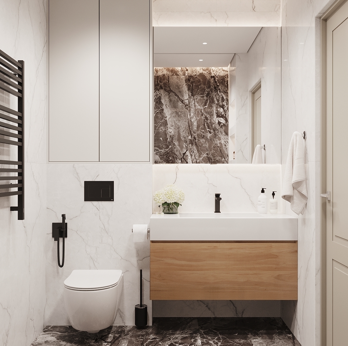 Дизайн интерьеров Москва. Студия дизайн Москва. Современный дизайн ванной комнаты в квартире ПИК.